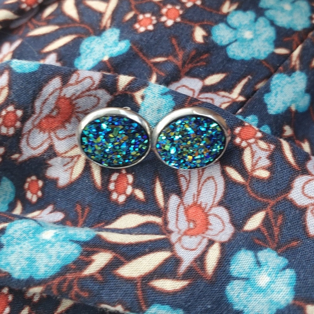 New blue druzy earrings